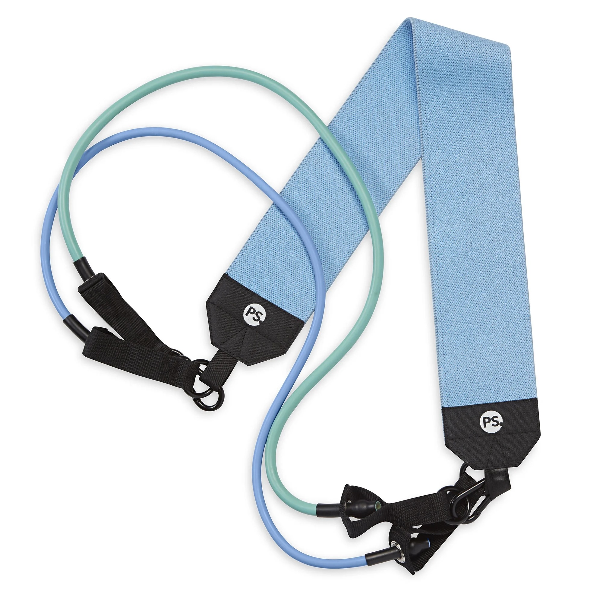 POPSUGAR Hip Trainer Resistance Tube Kit with Interchangeable Strength Cords and Fabric Squat Belt, Light & Medium Strength Levels, Blue/Purple - Image 4