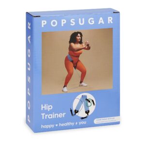 POPSUGAR Hip Trainer Resistance Tube Kit with Interchangeable Strength Cords and Fabric Squat Belt, Light & Medium Strength Levels, Blue/Purple